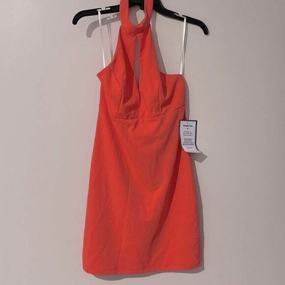 B DARLIN Womens Coral Cut Out Sleeveless Halter Party BodyCon Dress Juniors 9\10 - Picture 9 of 12